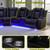 A Ainehome Living Room Furniture Power Recliner Sofa, Breathing Leather Power Reclining Sofa Set, Sectional Reclining Couch with Storage Console for Living Room/Guest Room(A-Black)