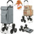 Shopping Cart, Super Loading Stair Climber 220 lbs Capacity, Grocery Foldable Trolley with Extra Large Shopping Bag Laundry Utility Cart with Adjustable Bungee Cord (Gray)