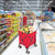 Goplus Folding Shopping Cart with Wheels, Grocery Cart with Removable Oxford Cloth Liner, Lightweight Utility Cart for Groceries Laundry, Red