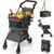 Dyna-Living Personal Folding Shopping Cart 70lbs Load-Capacity Foldable Shopping Carts for Groceries, Adjustable Handle, Lightweight Aluminum Frame Collapsible Shopping Stroller, 2-Tier
