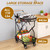 LeleCAT 2-Tier Storage Cart with Wheels, Heavy Duty Folding Rolling Cart,110lbs Capacity Easy Assembly Grocery Cart for Kitchen & Shopping - Collapsible Space-Saving Utility Cart Effortless Carry