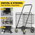 XING LANG 5.0 Cu Ft Folding Shopping Cart - 480 LB Capacity Grocery Cart with 360° Braked Swivel Wheels - Heavy Duty Utility Cart with Double Basket & Removable Waterproof Liner with Lid for Laundry