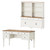 WAMPAT Home Office Furniture Set, 56" Executive Desk with Charging Station, 72" Tall Bookcase with 4 Doors and 2 Drawers, Wood Computer Desk with File Cabinet Storage, Open Shelf, White