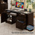 blini Large Farmhouse Executive Desk with Drawers，Wood Computer Desk，Embossed Texture Home Office Desk with File Cabinet Storage, Cable Management, Keyboard Tray，Working Table for Work Study Writing
