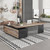 SAINTCY L-Shaped Executive Desk, Industrial Office Desk with Drawer & Cabinet, Large Wood Desktop, Unique Stainless Steel Privacy Screen (Right Return, 70.86")