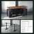 ModernMate Standing Executive Desk with Bookcase, 71" Adjustable Electric Stand Up Wood Desk with Privacy Panel, AC/USB, Large One-Piece Destop, Furniture Set for Home and Office, Black Walnut