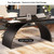 homary 70.9" Industrial Executive Desk, Black Top Desk Modern Home Desk with Arched Design Legs for Study, Office, Home Office
