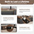 Huariifowm 71" L-Shaped Executive Desk with Reversible Return, Locking Drawers, Built-in Power Outlet & LED Accent Light, Modern Office Desk with Storage and Privacy Panel, Walnut & Graphite Gray