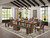 Luxe by East West Furniture X07X1-B08-04 9-Pc Dining Room Set contains an Extendable Rectangle Kitchen Table and 7 Stackable Polyester Dining Chairs and 1 Modern Bench, 39x120 Inch, Antique Walnut