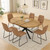 7-Piece Extendable Round Dining Table with Chairs Set for 6, 43"-59" Kitchen Dining Table Set with Heavy Duty Leg and Cozy Chairs for Dining Living Room Apartment(Oak Table + 6 Brown Chairs)