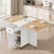 Space Saving Folding Dining Table for 2-4, Farmhouse Foldable Dining Table with Drawer and Storage Shelf, 6 Wheels Drop Leaf Kitchen Dining Room Table for Small Space (Natural, 47.2" x 23.6" x 29.9")