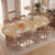 Modern Extendable Round Dining Table, 38.6" to 110.2" Expandable Fluted Table for 2-12 People with Storage, Space Saving Table for Party, Meeting, Celebration (Oak)