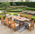 PHI VILLA 9 Pieces Acacia Wood Patio Dining Set for 8, Expandable Teak Dining Table & Wooden Chairs with Cushions, Farmhouse Dining Furniture Set for Outdoor Deck, Yard, Porch