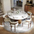 POVISON 59" Round Dining Table for 6, Glossy White Sintered Stone Dining Tabletop with Bronze Carbon Steel Pedestal, Modern Dining Room Table for Living Room, Kitchen (Table ONLY)