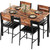 IRONCK Dining Table Set for 4, Wood Kitchen Table with Upholstered Chairs for Kitchen Room and Small Spaces, Rustic Brown