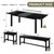 iPormis 5-Piece Dining Table Set for 4-8 People, Extendable Kitchen Table Set with 2 Benches and 2 Square Stools, Mid-Century Dining Room Table with Metal Frame & MDF Board, Saving Space, Black