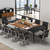 Tribesigns 8FT Conference Table, 94.48L x 47.24W x 29.52H Inches Boat Shaped Meeting Table with Rectangle Grommet, Modern Seminar Boardroom Table for Office Conference Room (8ft, Walnut & Black)