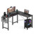 OLIXIS L Shaped Desk, 50-Inch Office Computer Gaming Desks Corner PC Table with Side Bag and Reversible Shelf for Home Work Study Writing Black