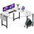 Sweetcrispy L Shaped Desk - Computer Desk Corner Desks Gaming Desk PC Table with CPU Stand Side Bag for Home Office Dorm Sturdy Writing Workstation, White, 50-Inch