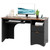 Bestier Computer Desk with Keyboard Tray, 55 inch Office Desk with Power Outlet, Modern Home Office Desk with File Drawer (Walnut with Black, 55" W with Single-Sided Drawers)