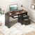 Bestier Computer Desk with Keyboard Tray, 55 inch Office Desk with Power Outlet, Modern Home Office Desk with File Drawer (Walnut with Black, 55" W with Single-Sided Drawers)