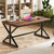 IBF 55” Rustic Computer Desk, Industrial Brown Home Office Desk, Wooden Metal Executive Pc Computer Desk Table, Wood Student Gaming Study Computer Table for Bedroom Living Room, Rustic Brown, 55 Inch
