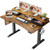 Veken 47.2"×27.6" Standing Desk with Storage Drawers, Adjustable Height Computer Table with Monitor Shelf, Home Office Desk for Study, Gaming, Workstation, Brown