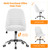 Yaheetech Mid Back PU Leather Armless Desk Office Chair, Modern Vanity Chair with Rolling Wheels, Metal Base White