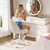 EnHomee Vanity Chair with Wheels, Small Office Chair with Back, Cute Armless Desk Chair for Makeup Room, Home Office,Bedroom, White