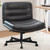 GTPLAYER Criss Cross Legged Office Chair with Wheels, Extra Wide Armless Comfy Desk Chair for Home Bedroom, 2 Layer Cushion Large Seat & Back Support X-Legged Chair, Black PU Leather Adjustable Height