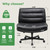 GTPLAYER Criss Cross Legged Office Chair with Wheels, Extra Wide Armless Comfy Desk Chair for Home Bedroom, 2 Layer Cushion Large Seat & Back Support X-Legged Chair, Black PU Leather Adjustable Height
