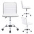 Furmax Vanity Office Desk Chair with Wheels, Armless Small Cute Leather Makeup Computer Task Chair Adjustable Height 360° Swivel (White)