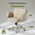 amseatec Criss Cross Chair with Armrests & Wheels, PU Leather Vanity Chair, Comfortable Adjustable Swivel Computer Office Desk Chairs for Home, Make Up, Bed Room (Cream)