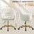 BestEra Vanity Chair with Wheels, Comfy Home Office Desk Chairs Adjustable Modern Velvet Makeup Vanity Chairs for Bedroom Living Room-Beige