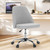 Sweetcrispy Armless Vanity Chair, Cute Comfy Home Office Desk Chair with Wheels, Modern Upholstered Task Computer Seat for Bedroom, Study, Makeup Vanity, Height Adjustable & Swivel, Classic Gray