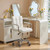 Furmax Vanity Office Chair with Wheels, Makeup PU Leather Executive Chair Modern Adjustable Home Desk Retro Comfortable Work Chair 360 Degree Swivel with Arms (White)