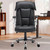 linting 350lbs Ergonomic Executive Office Chairs with Flip up Arms Padded Headrest PU Leather Height Adjustable Rocking Desk Chairs with Wheels, Black