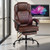 Big and Tall Office Chair with Footrest, Ergonomic Executive Desk Chair, High Back PU Leather Reclining Computer Chair for Home Office, Comfortable Office Chair with Adjustable Angle (Brown)