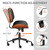 FervorFurn Home Office Desk Chair with Swivel Wheels, Modern PU Leather Armless Office Chair, Small Mid Back Computer Chair for Home Office, Reading Meeting Room (Black, Black Wheels)