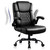 OFIKA Leather Office Desk Chair,Ergonomic Office Chair with Lumbar Support,Computer Chair,Executive Leather Chair with Padded Flip-up Arm,Adjustable Armrests, Black,275LBS