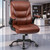 FelixKing Leather Office Chair, Small PU Ergonomic Desk Chairs, Comfy Computer Chair with Wheels and Flip-up Armrests, Adjustable Height Mid Back Executive Office Chairs for Short People - Brown