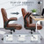 FelixKing Leather Office Chair, Small PU Ergonomic Desk Chairs, Comfy Computer Chair with Wheels and Flip-up Armrests, Adjustable Height Mid Back Executive Office Chairs for Short People - Brown