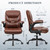 FelixKing Leather Office Chair, Small PU Ergonomic Desk Chairs, Comfy Computer Chair with Wheels and Flip-up Armrests, Adjustable Height Mid Back Executive Office Chairs for Short People - Brown
