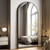 Oversized Full-Body Mirror, 76" x 34" Arched Full-Length Mirror, Black Metal Frame, Floor Mirror for Bedroom, Living