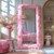 Furry Faux Fur Framed Full Body Floor Mirror Wall Mounted Leaning Hanging Wall for Bedroom Hallway Entrance, 71"x32", Pink