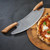 17” Pizza Cutter Rocker Blade - Stainless Steel Slicer with Double Olivewood Handles for Easy Cutting