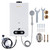 Tankless Water Heater Propane, 2.64 GPM 10L Portable Propane Camping Water Heater with Overheating Protection, for RV Camping, Pet Bathing, Barn & Cabin(White)