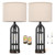 Seealle Table Lamps for Living Room Set of 2 - Black Bedside Lamp for Bedroom with USB C+A & Outlet