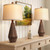Hamucd Set of 2 Modern Farmhouse Lamp for Living Room, Rustic Resin Beside Table Lamps with Linen Shade