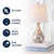 JONATHAN Y 20.5" Seashell Coastal Mini LED Table Lamp for Living Room Office, White Linen Drum Shade